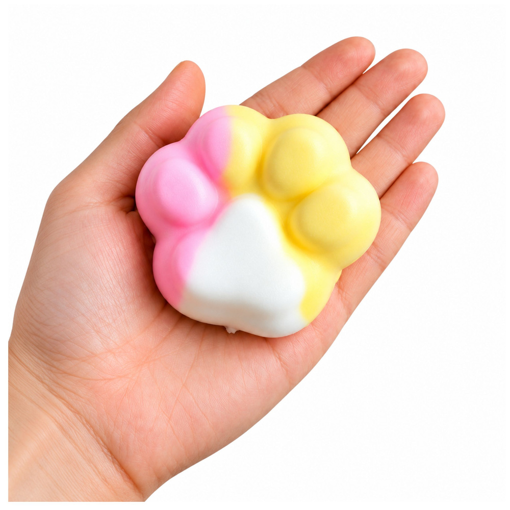 Sensorinis spaudomas žaislas katės letenėlė, pastelinis įvairiaspalvis, 7,5 × 7 × 3 cm