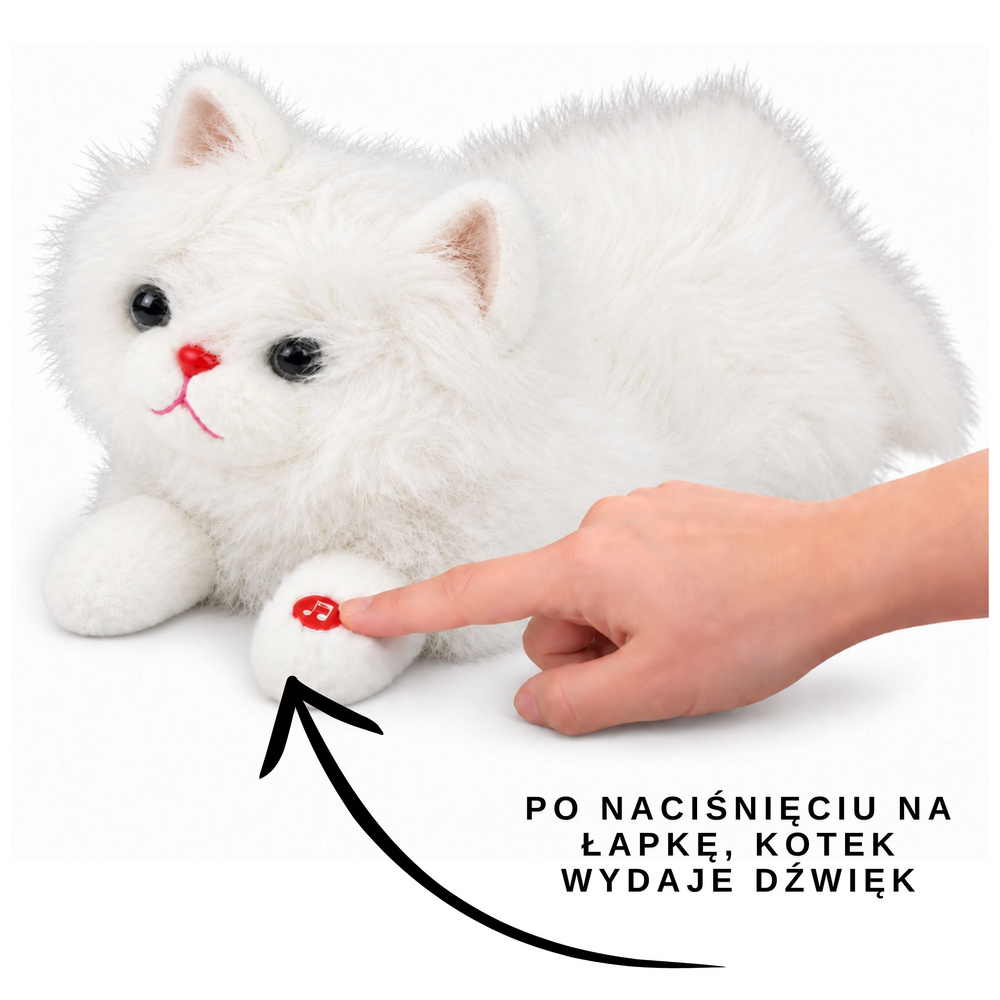 Interaktīvs plīša kaķis ar miau skaņām, balts, 40 cm 2