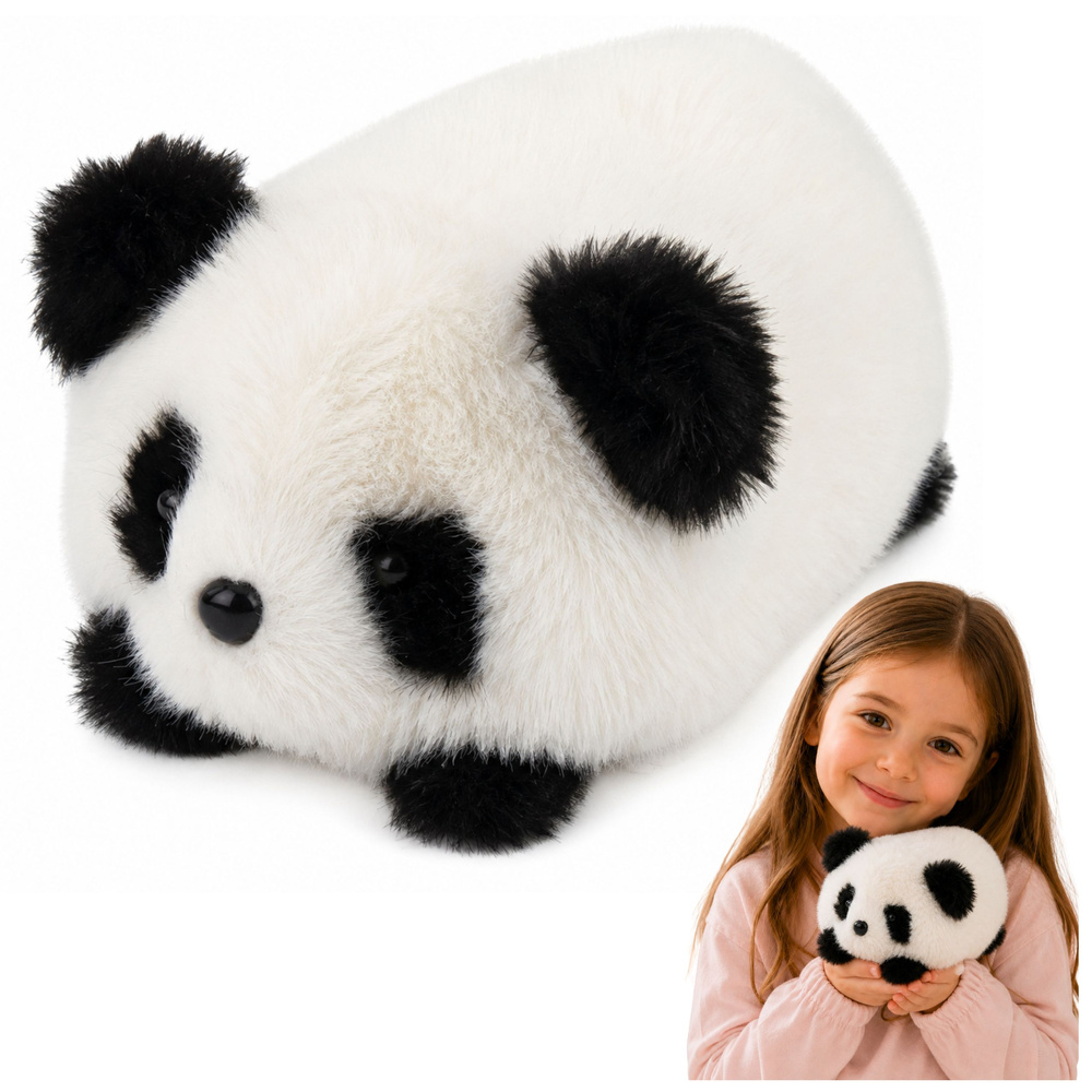 Pliušinis žaislas panda, juoda ir balta, 16 × 10 × 9 cm