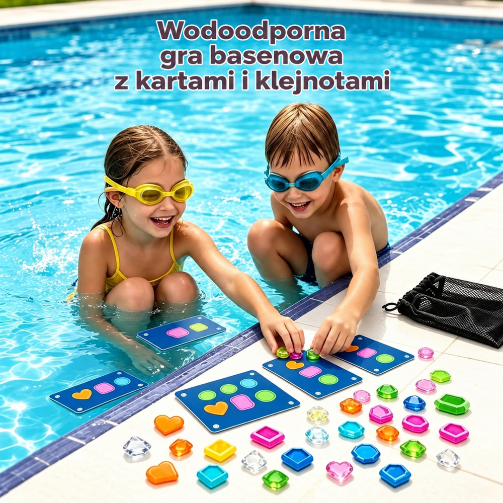 Niršanas spēle ar ūdensizturīgām kartītēm, daudzkrāsaina, 46 gab. 2