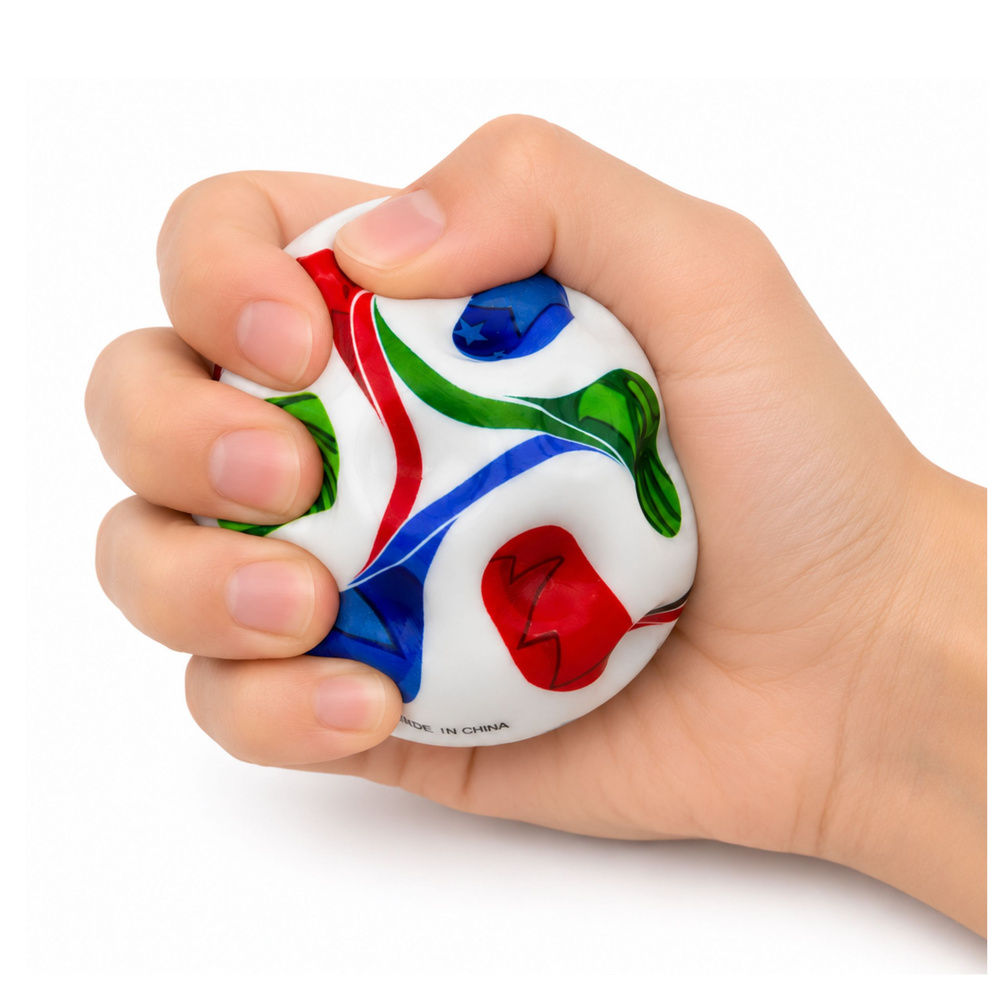 Antistresinis kamuoliukas su įdubimais, futbolo dizaino, įvairiaspalvis, Ø 7 cm 3