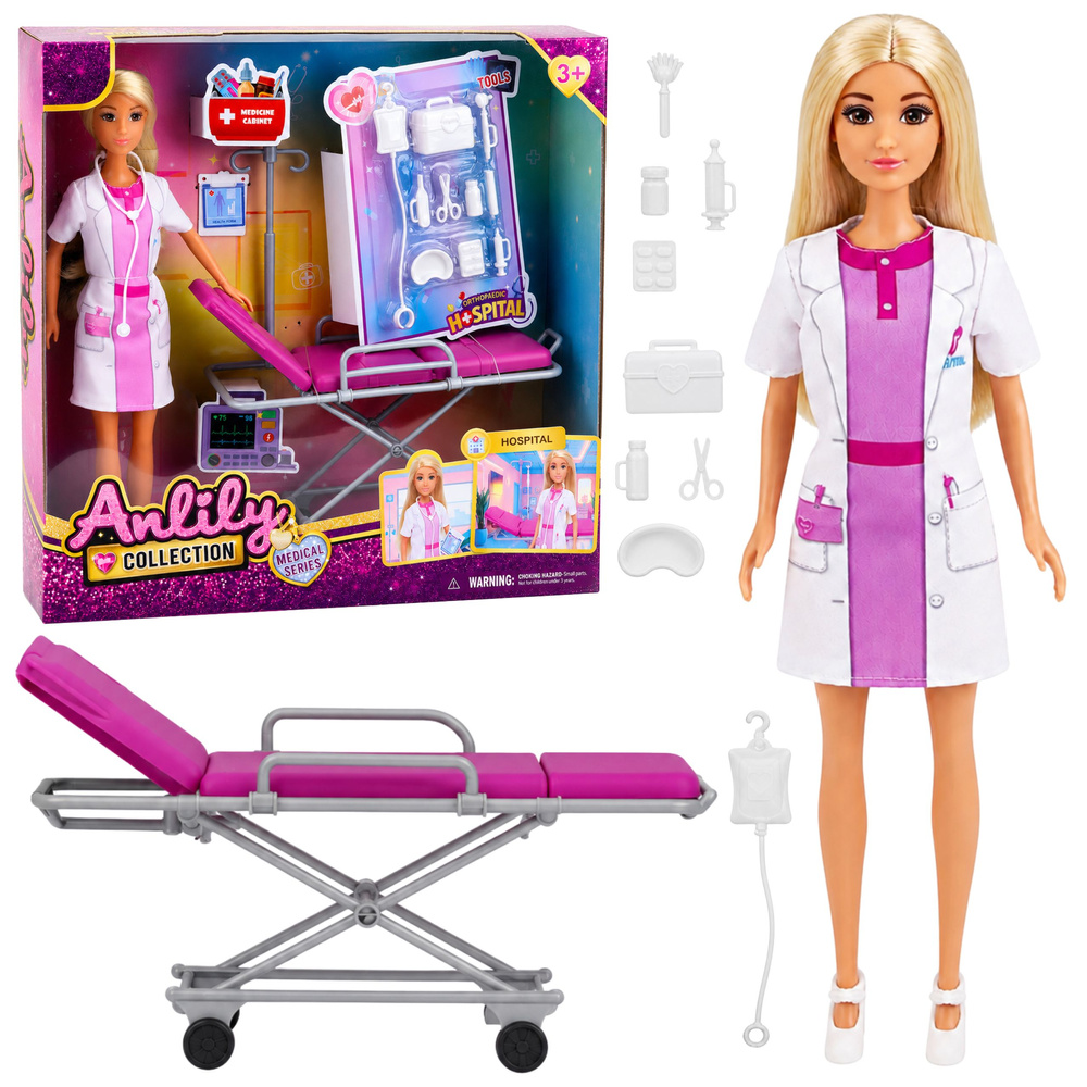 Lėlė Anlily Doctor (balta, rožinė)