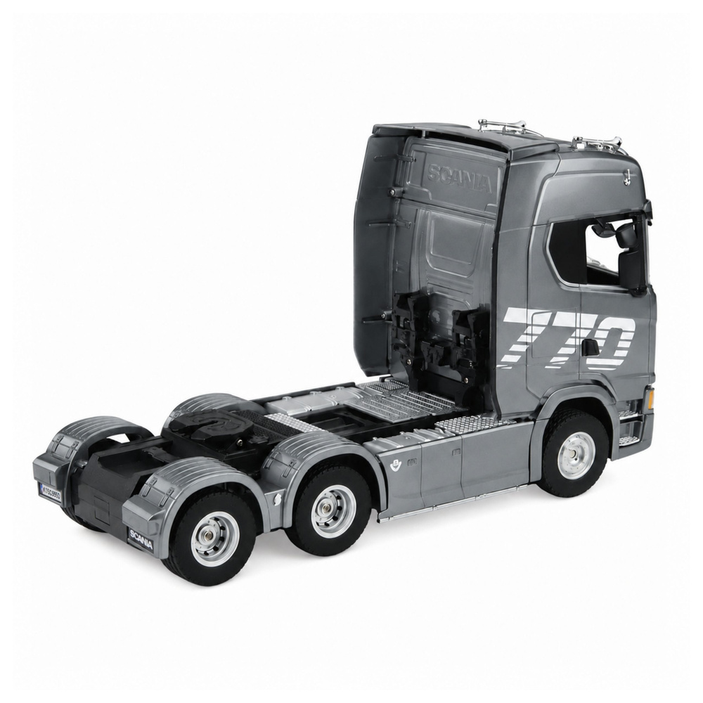 Nuotoliniu būdu valdomas sunkvežimis „Scania Huina 1501“ 1:18, pilkas sidabrinis, 39,2 × 24,4 × 16,6 cm 3