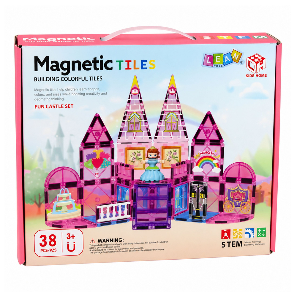 Magnetinės kaladėlės rožinės 38 vnt. 3