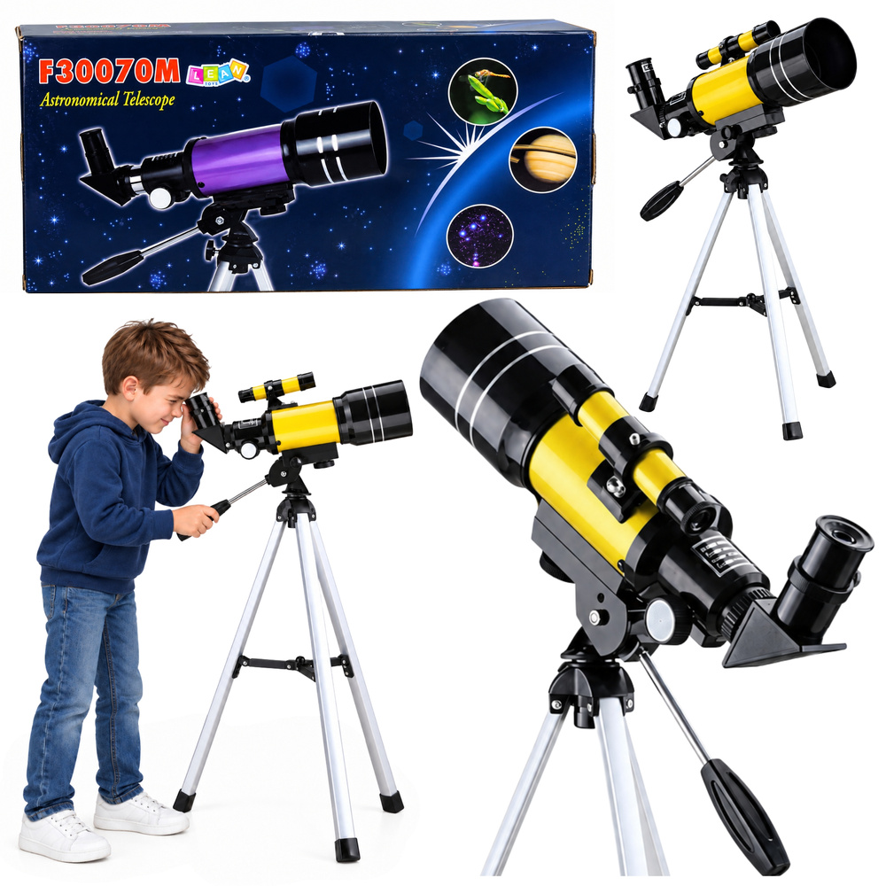 Astronominis teleskopas 70 mm, 150 k., geltonas