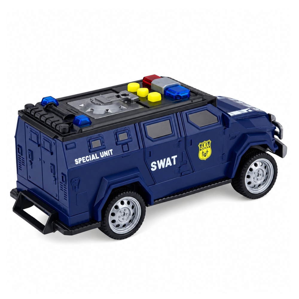 Žaislinis SWAT automobilis su šviesos ir garso efektais, tamsiai mėlynas, 15 × 6,5 × 6,5 cm 2