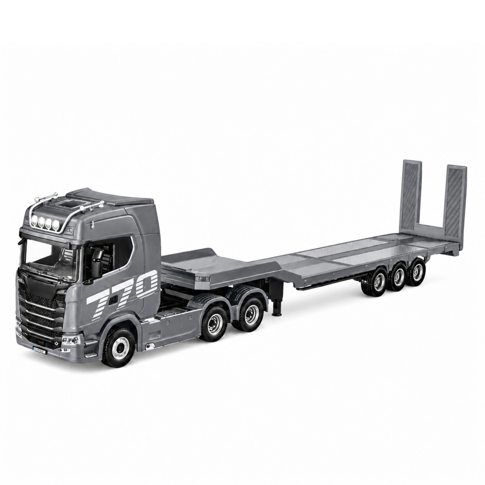 RC sunkvežimis Scania 770S su priekaba, sidabrinis, 1:18