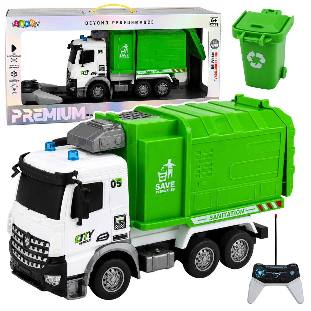 Nuotoliniu būdu valdomas šiukšliavežis 1:14, 2,4 GHz, 30 × 16,5 × 10,5 cm