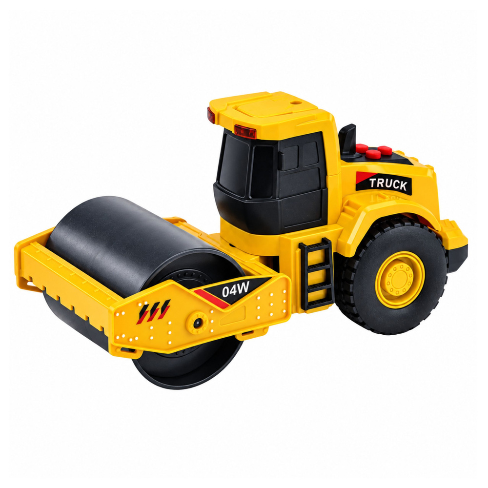 Žaislinis kelio volas 1:32 mastelio su šviesos ir garso efektais, geltonas ir juodas, 16 × 8 × 7 cm