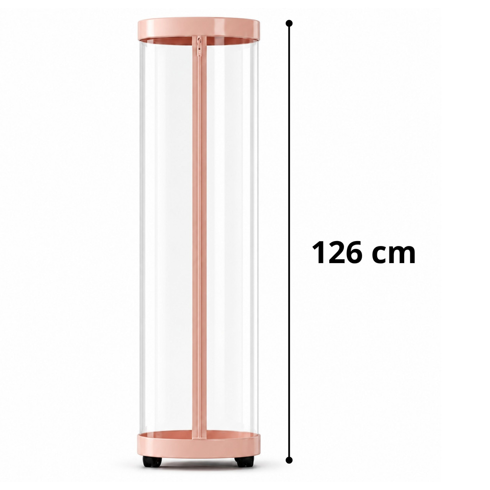 Pliušinių žaislų laikymo stovas, 360° besisukantis, su LED apšvietimu, rožinis, 126 cm