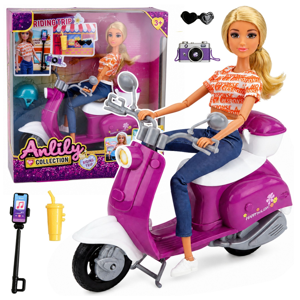 Lėlė Anlily su motoroleriu ir priedais, 30 cm