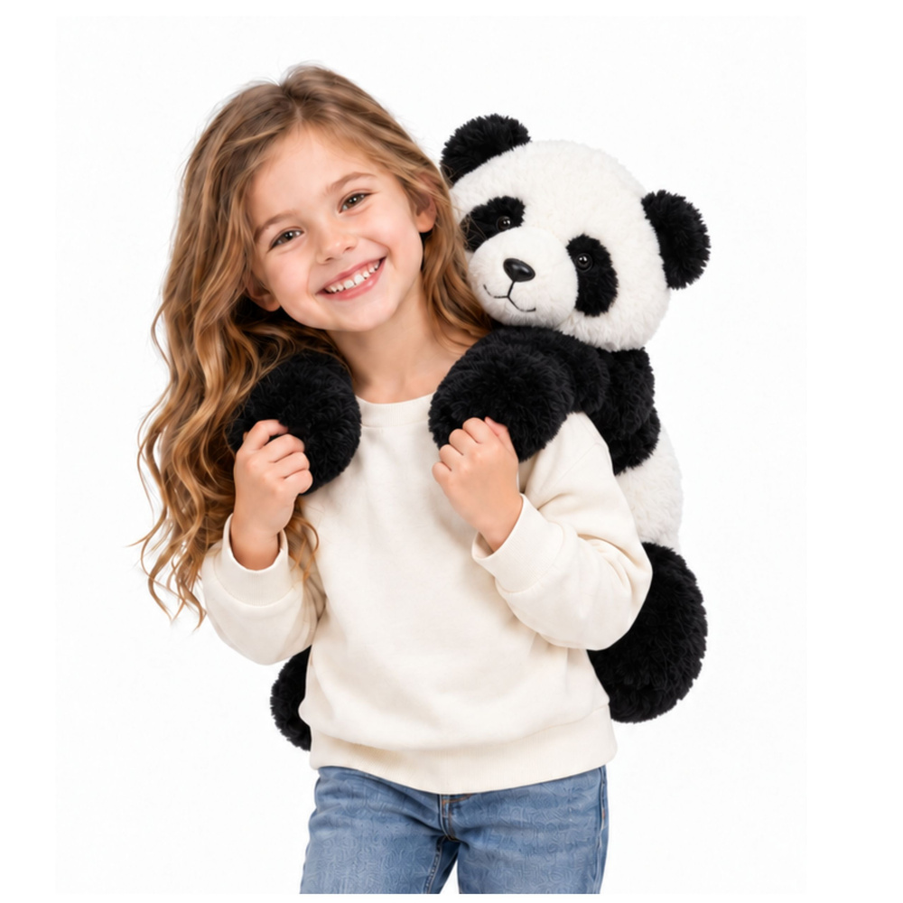 Pliušinis žaislas panda ilgomis rankomis, juodos ir baltos spalvos, 60 × 35 × 18 cm 2