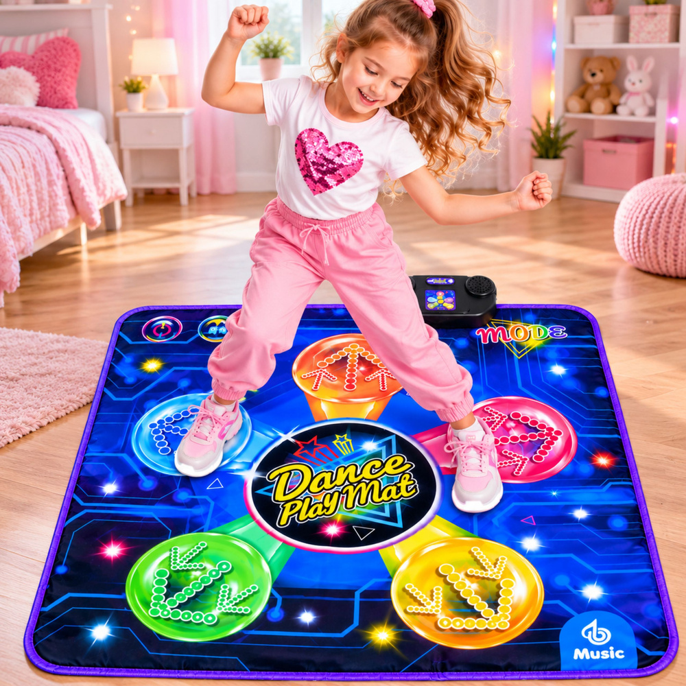 Interaktyvus šokių kilimėlis su muzika ir LED apšvietimu, 90 x 90 cm 3