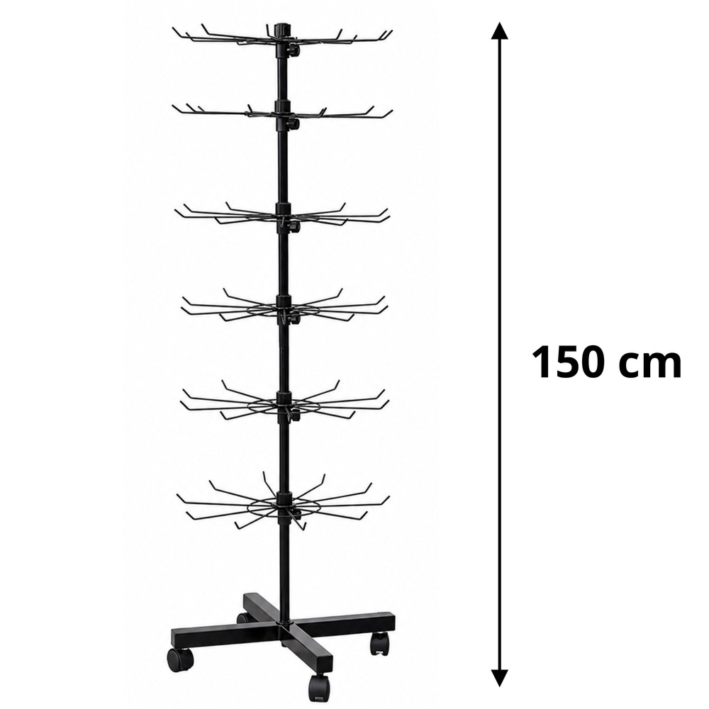 Sukama ekspozicinė lentyna, 6 pakopų, juoda, 40 × 150 cm