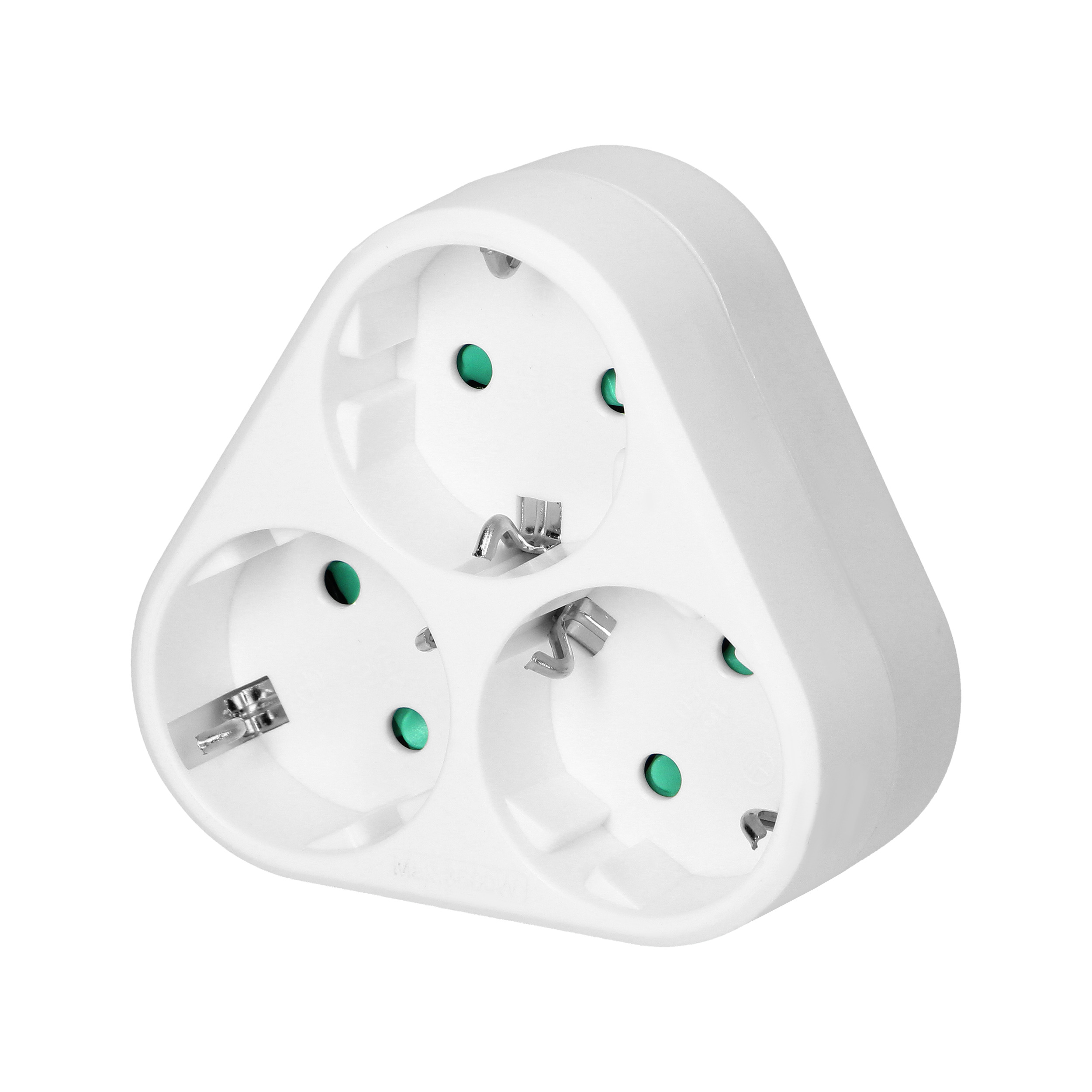 Trijų lizdų schuko tipo baltas kištukinis adapteris