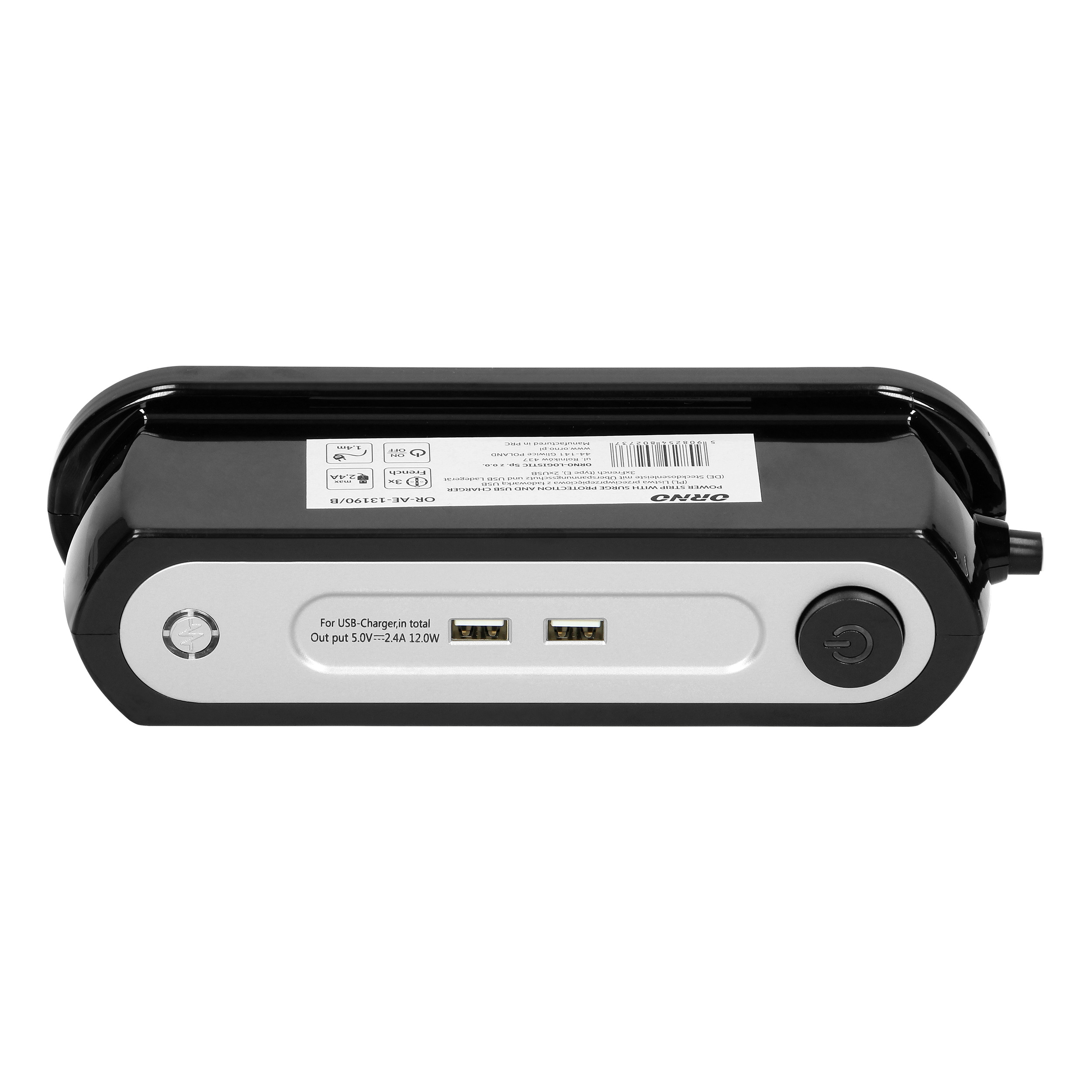 Stalinis maitinimo elementas 3x2p+z įkroviklis 2xusb or-ae-13190/b juodas, czarny