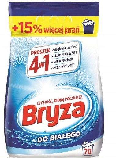 Bryza balti skalbimo milteliai, 70 skalbimų 4,55 kg