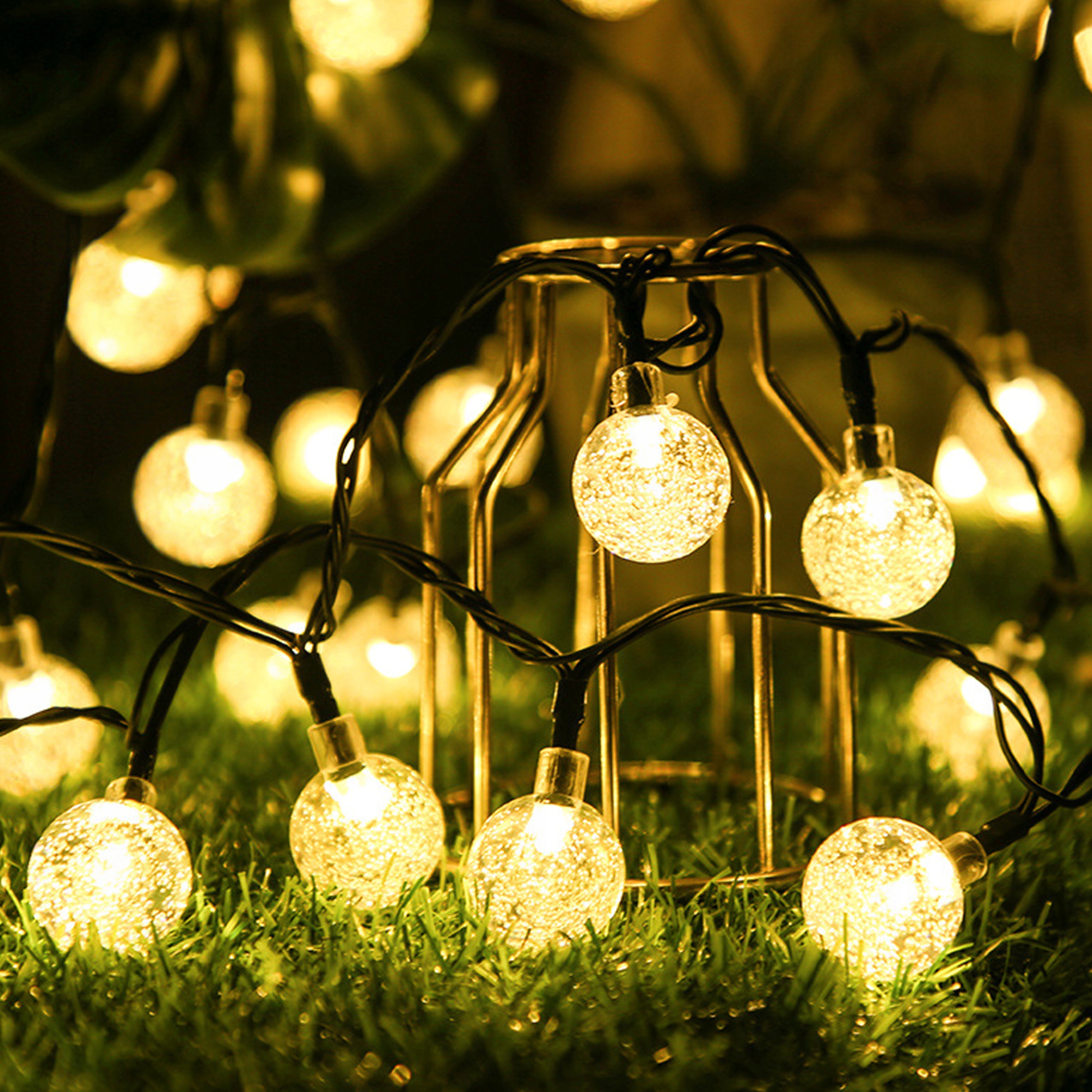 Led girlianda su saulės baterija burbuliukai, 4.85 m