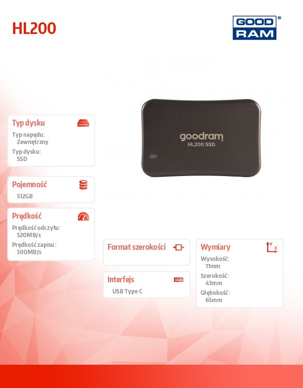 Išorinis kietasis diskas goodram hl200, 512gb