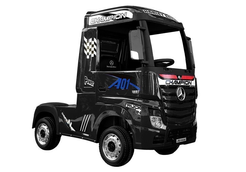 Vaikiškas elektromobilis sunkvežimis mercedes actros juodas lakuotas su mp4