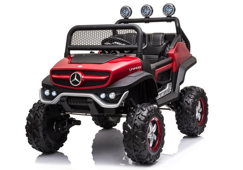 Vienvietis vaikiškas elektromobilis mercedes unimog s, raudonas-dažytas, raudona