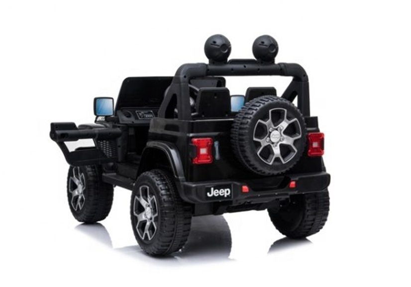 Dvivietis vaikiškas elektromobilis jeep rubicon 4x4, juodas