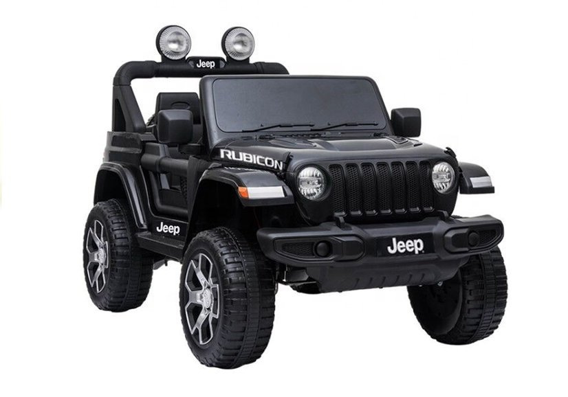 Dvivietis vaikiškas elektromobilis jeep rubicon 4x4, juodas