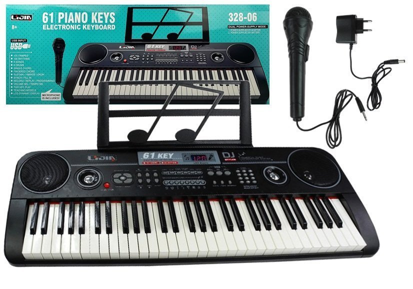 Vaikiškas pianinas su klavišu ir mikrofonu