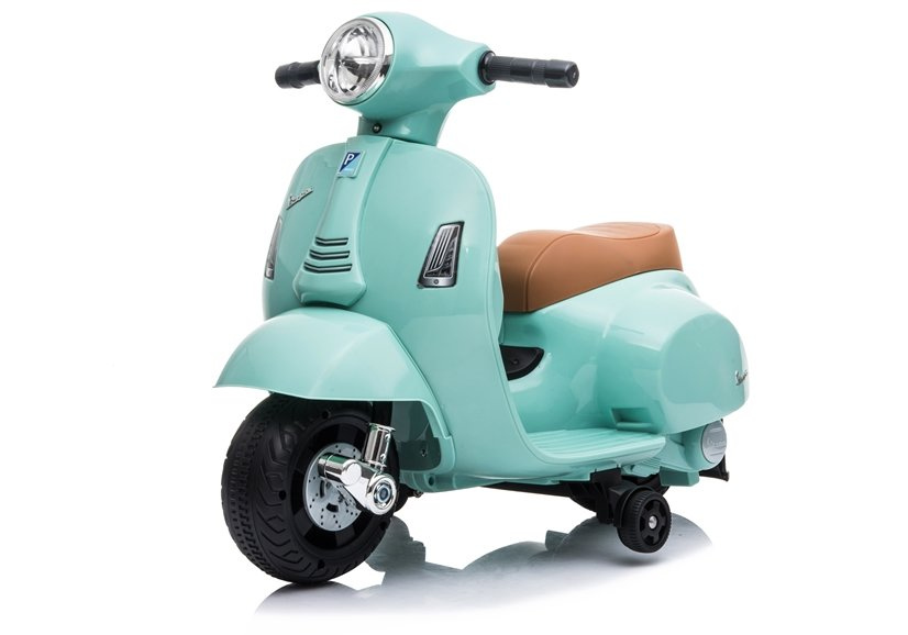 Elektrinis motoroleris vaikams vespa gts 300 mini, turkio spalvos