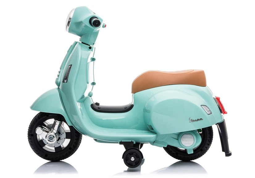 Elektrinis motoroleris vaikams vespa gts 300 mini, turkio spalvos