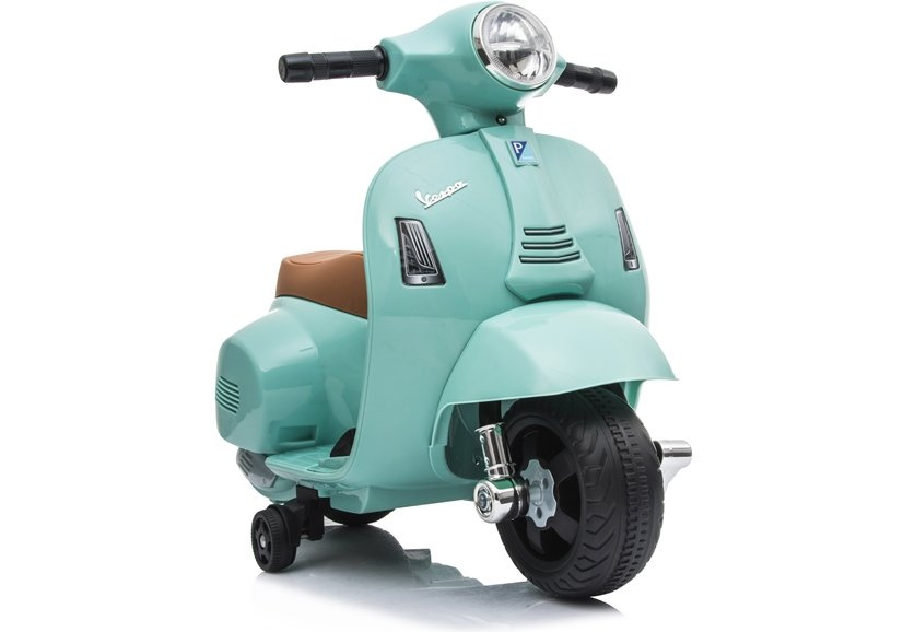 Elektrinis motoroleris vaikams vespa gts 300 mini, turkio spalvos