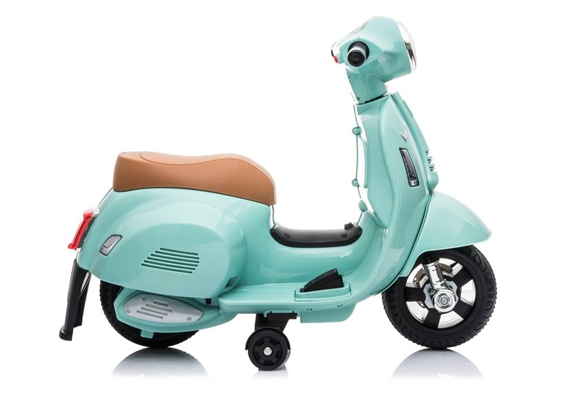 Elektrinis motoroleris vaikams vespa gts 300 mini, turkio spalvos