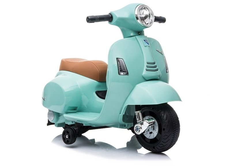 Elektrinis motoroleris vaikams vespa gts 300 mini, turkio spalvos