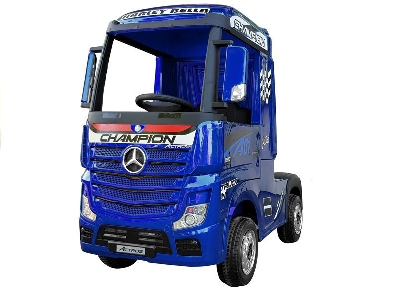 Vaikiškas elektromobilis sunkvežimis mercedes actros mėlynas lakuotas su mp4