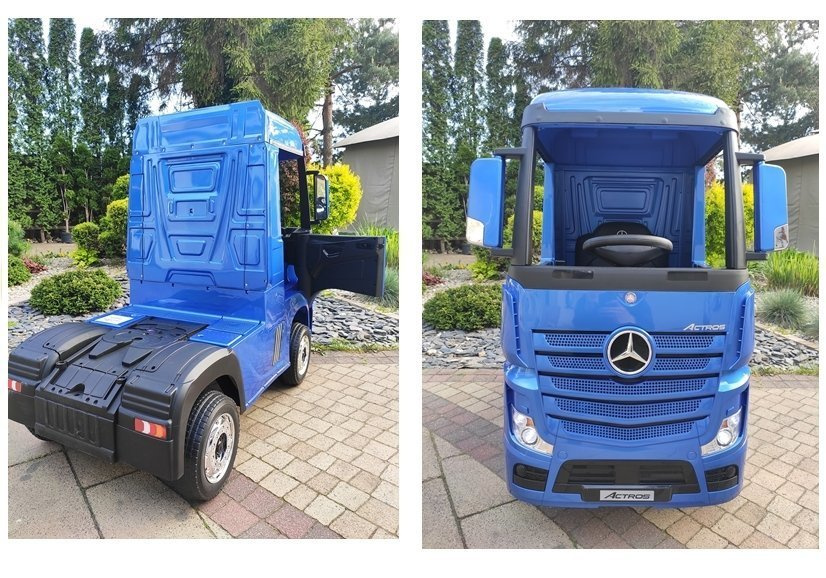 Vaikiškas elektromobilis sunkvežimis mercedes actros mėlynas lakuotas su mp4