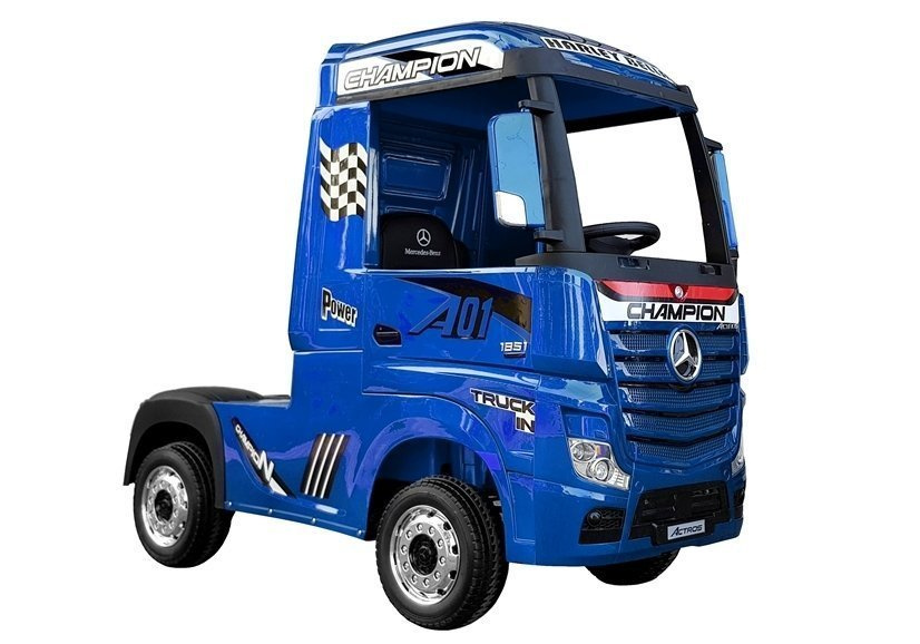 Vaikiškas elektromobilis sunkvežimis mercedes actros mėlynas lakuotas su mp4