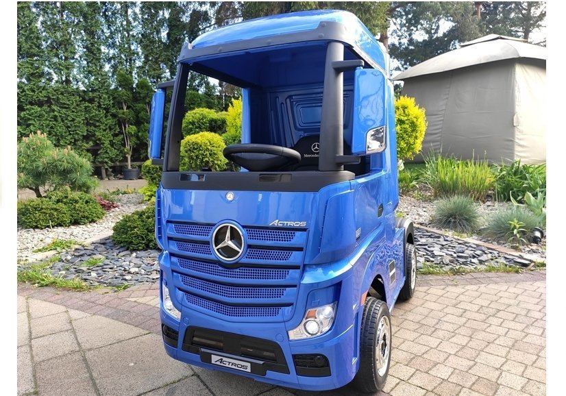 Vaikiškas elektromobilis sunkvežimis mercedes actros mėlynas lakuotas su mp4