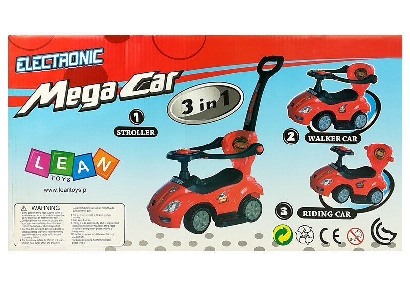 Paspiriama Mašinėlė-Stumdukas Mega Car 3In1, Geltona