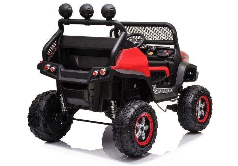 Vaikiškas elektrinis visureigis mercedes unimog s, raudonas