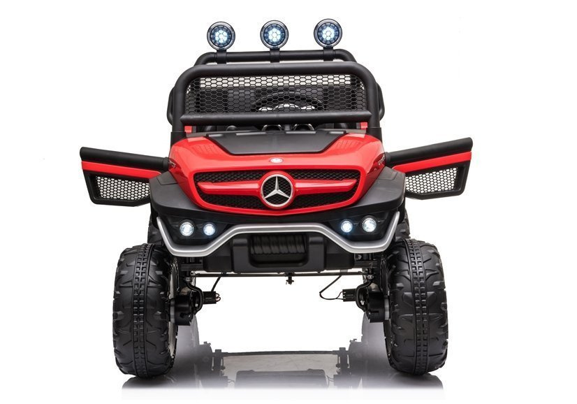 Vaikiškas elektrinis visureigis mercedes unimog s, raudonas