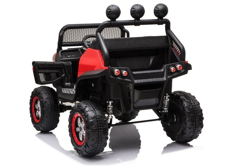 Vaikiškas elektrinis visureigis mercedes unimog s, raudonas
