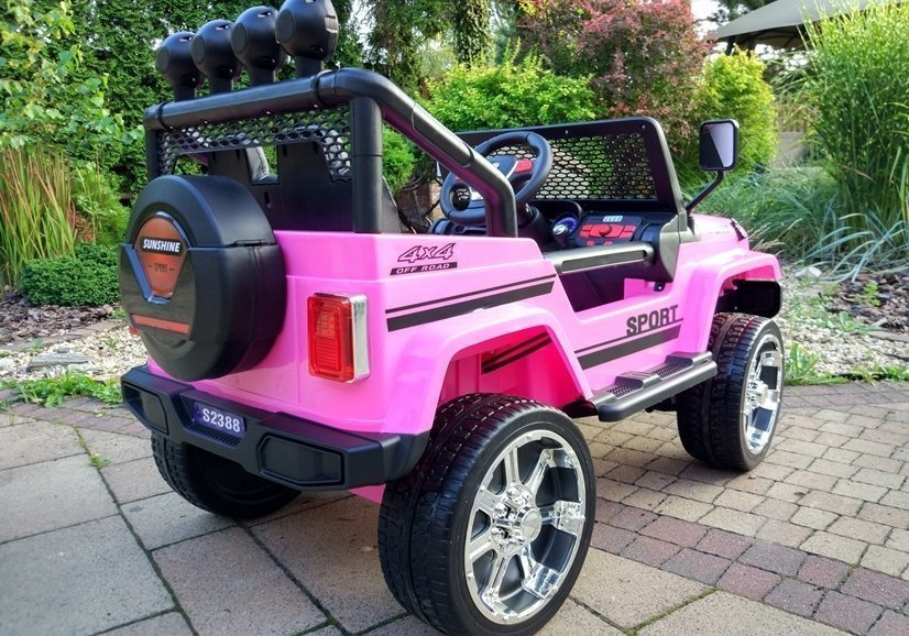 Dvivietis vaikiškas elektromobilis jeep, rožinis