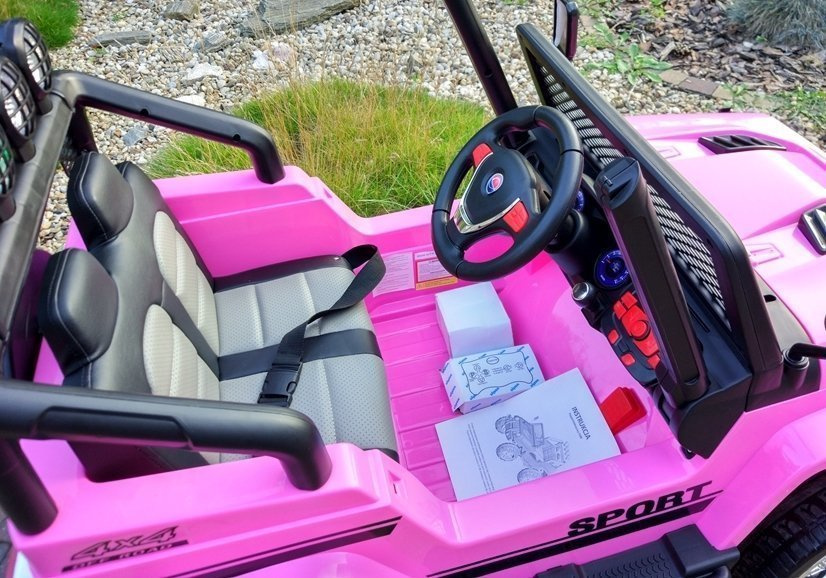 Dvivietis vaikiškas elektromobilis jeep, rožinis