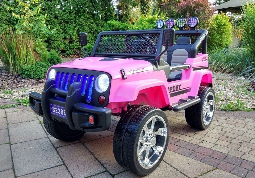 Dvivietis vaikiškas elektromobilis jeep, rožinis