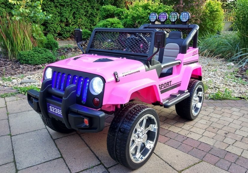 Dvivietis vaikiškas elektromobilis jeep, rožinis