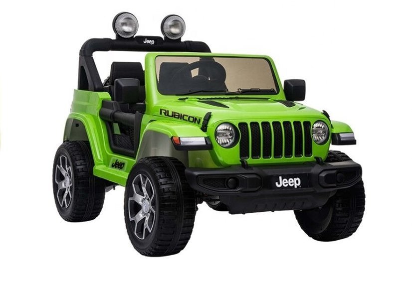 Dvivietis vaikiškas elektromobilis jeep rubicon 4x4, žalias
