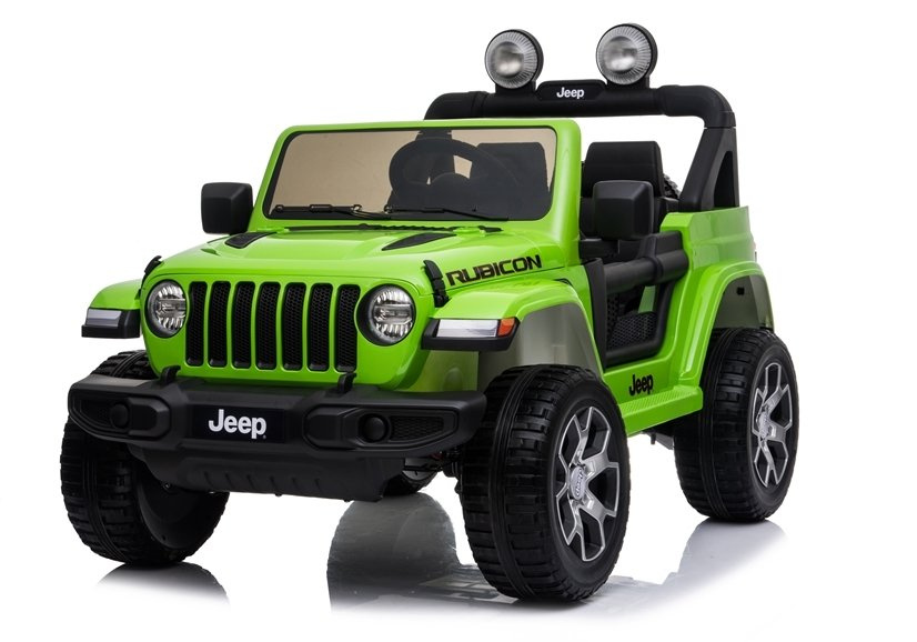 Dvivietis vaikiškas elektromobilis jeep rubicon 4x4, žalias