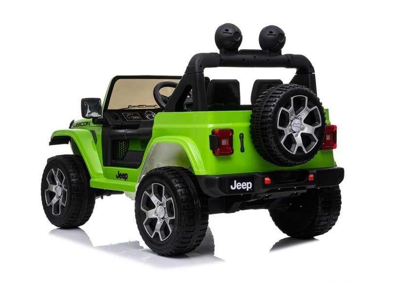 Dvivietis vaikiškas elektromobilis jeep rubicon 4x4, žalias