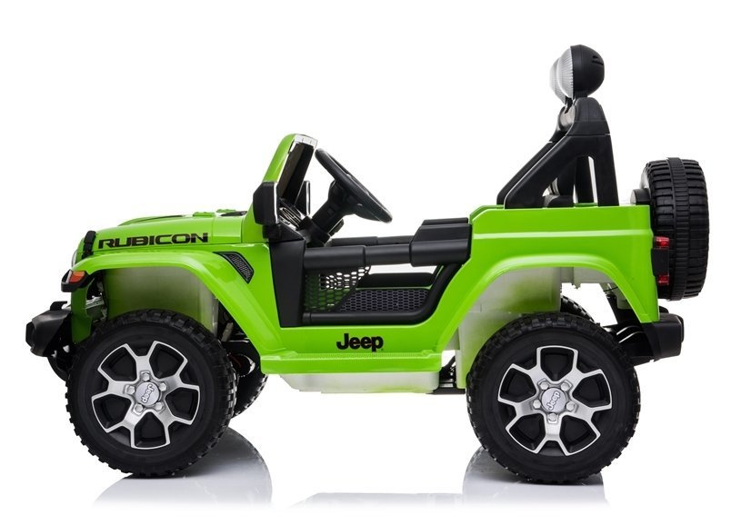 Dvivietis vaikiškas elektromobilis jeep rubicon 4x4, žalias