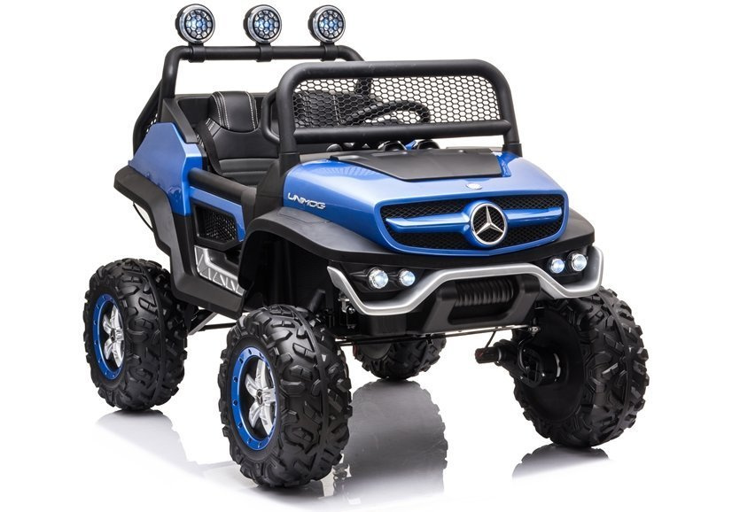 Vienvietis vaikiškas elektromobilis mercedes unimog s, mėlynas